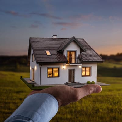 Main qui tient une maison
